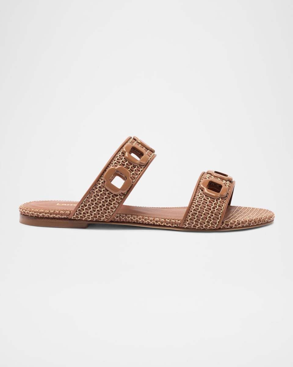 Milan Raffia Dual-Band Slide Sandals